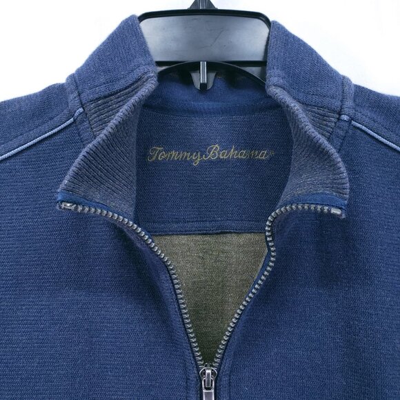 Tommy Bahama Mens XL Blue Full Zip Sweater Jacket Soft Cotton Comfort - Picture 2 of 16